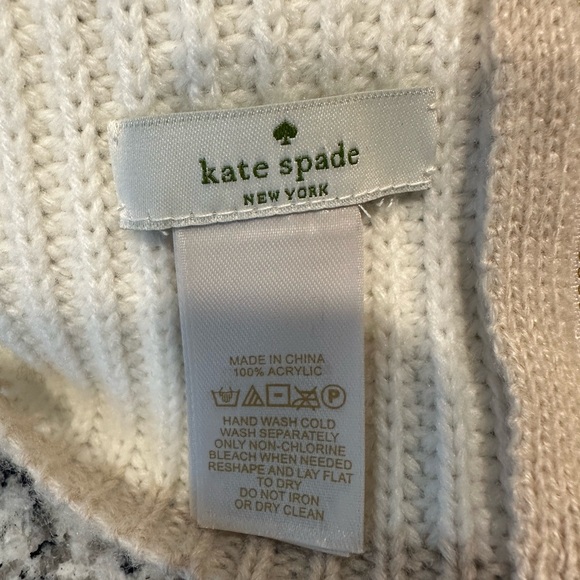 Kate Spade New York - Colorblock Knit Beanie Cream Gray Zip Detail OS main image 4